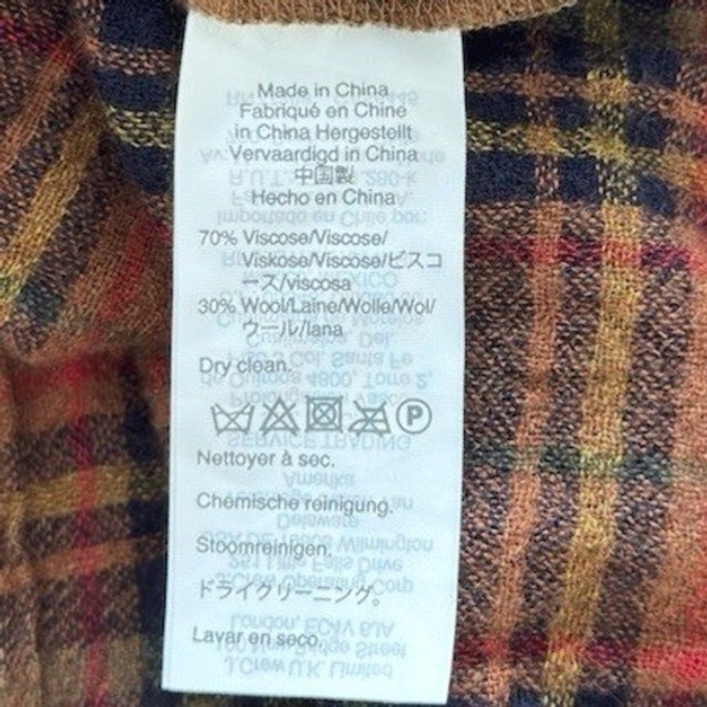 Madewell Women's Plaid Blouse Brown Orange M V-Neck Long Sleeve Fall Boho - Picture 5 of 8